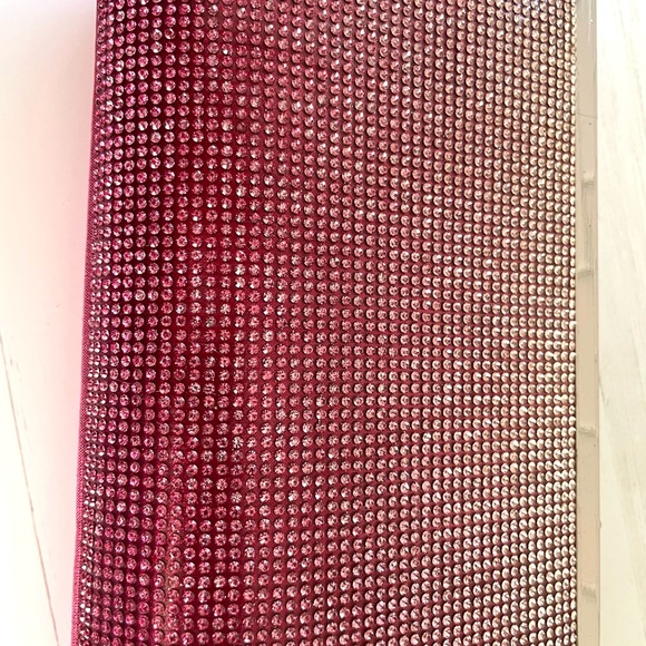 Macy’s INC Pink Silver Hombre Evening Clutch/Shoulder Bag Crystals NWT Great 🎁 - Picture 3 of 4